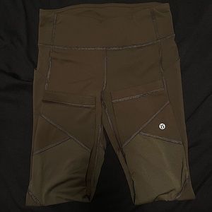 Lululemon Chase Me Crop Size 4 Olive Green